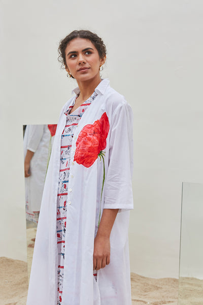 PRINTED WHITE COTTON JACKET (BFW-19)