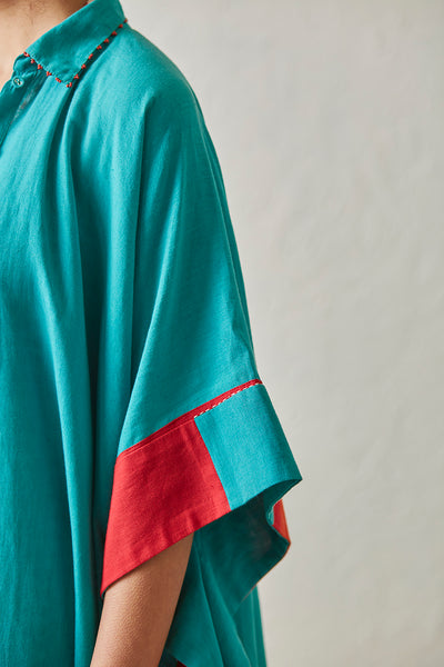 HAND PAINTED TURQUOISE LINEN JACKET (BFW-09)