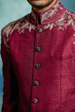 Ruby Silk Dupion Embroidered Jacket (JPM-06)
