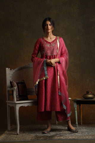 Marori Embroidered Kurta Comes Along With Embroidered Palazzo And Dupatta (YMN-03)