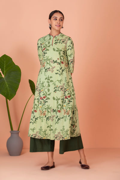 GREEN PRINTED KURTA (HB-14)