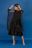 Digital Print Asymmetric Dress - Black