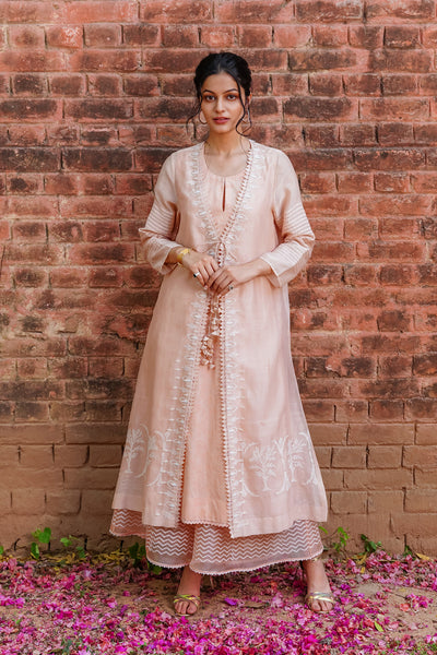 PINK SILK CHANDERI EMBROIDERED JACKET & PALAZZO (WH-05)