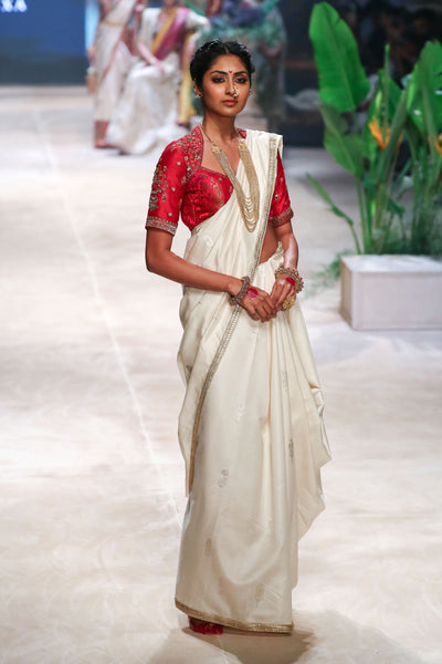 Ivory woven saree set (DMT-18) ( FB-02, KAUSH-01/SRE & SAM/DMT-18/PTCT)