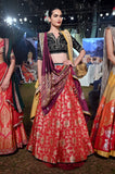 Black and red embroidered brocade lehenga set (FB-09, CRN-01)