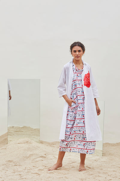 PRINTED WHITE COTTON JACKET (BFW-19)
