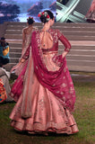 Ruby and old rose hand embroidered lehenga set  (SK-30A)
