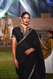 Black embroidered draped saree set (DMT-08)