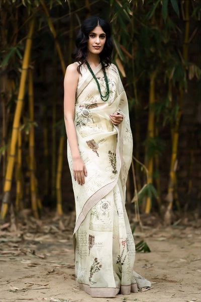 Vintage organza printed saree set ( NT-14 )