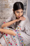 Grey multicolour floral border straight front open kurta (MK-07B )
