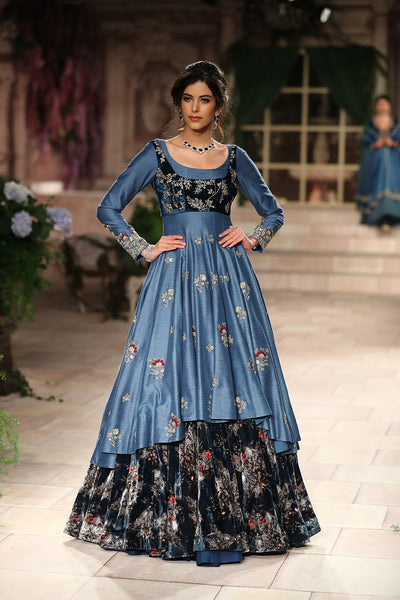 Embroidered Blouse With Dress And Circular Skirt JP-12