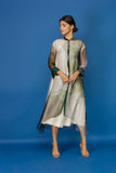 Digital Print Handkerchief Hemline Dress - Ivory