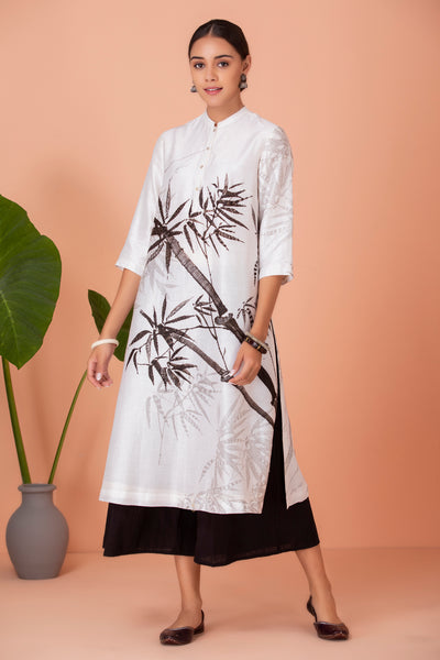 IVORY PRINTED TUNIC (PNK-09A)