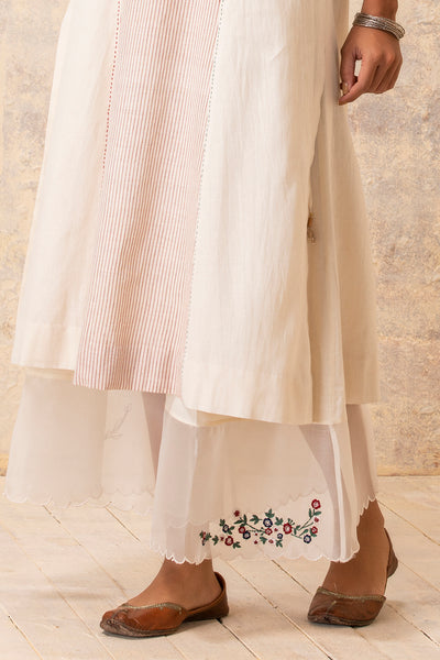 IVORY COTTON PALAZZO WITH EMBROIDERY BOOTA (CL-13C)