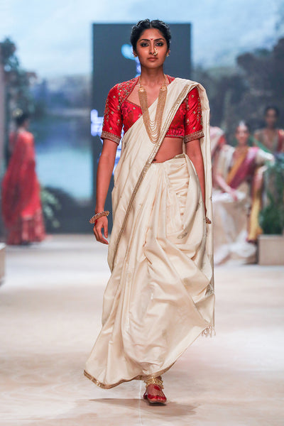 Ivory woven saree set (DMT-18) ( FB-02, KAUSH-01/SRE & SAM/DMT-18/PTCT)