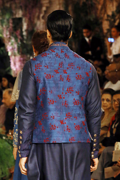 Teal Embroidered Waist-Coat Set (JPM-09)