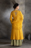 Yellow floral embroidered angrakha style kurta set ( MH-04S )