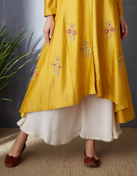 Classy Yellow Kurta Set with Sequince Embroidery ( BGH-05B )