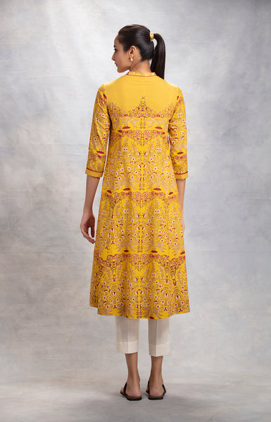 Mustard Tree Of Life Printed  Kurta ( LW-14 )