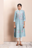 Aqua lotus jaal straight kurta ( MK-15B )