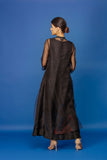 Digital Print Ankle Length Dress - Black