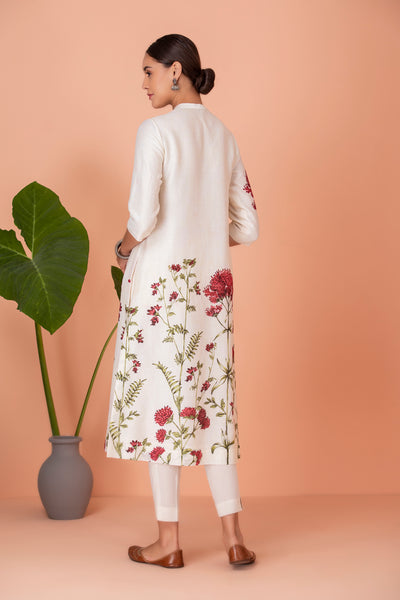IVORY PRINTED KURTA (HB-25A)