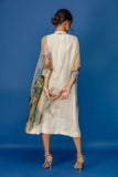 Digital Print Asymmetric Dress - Ivory