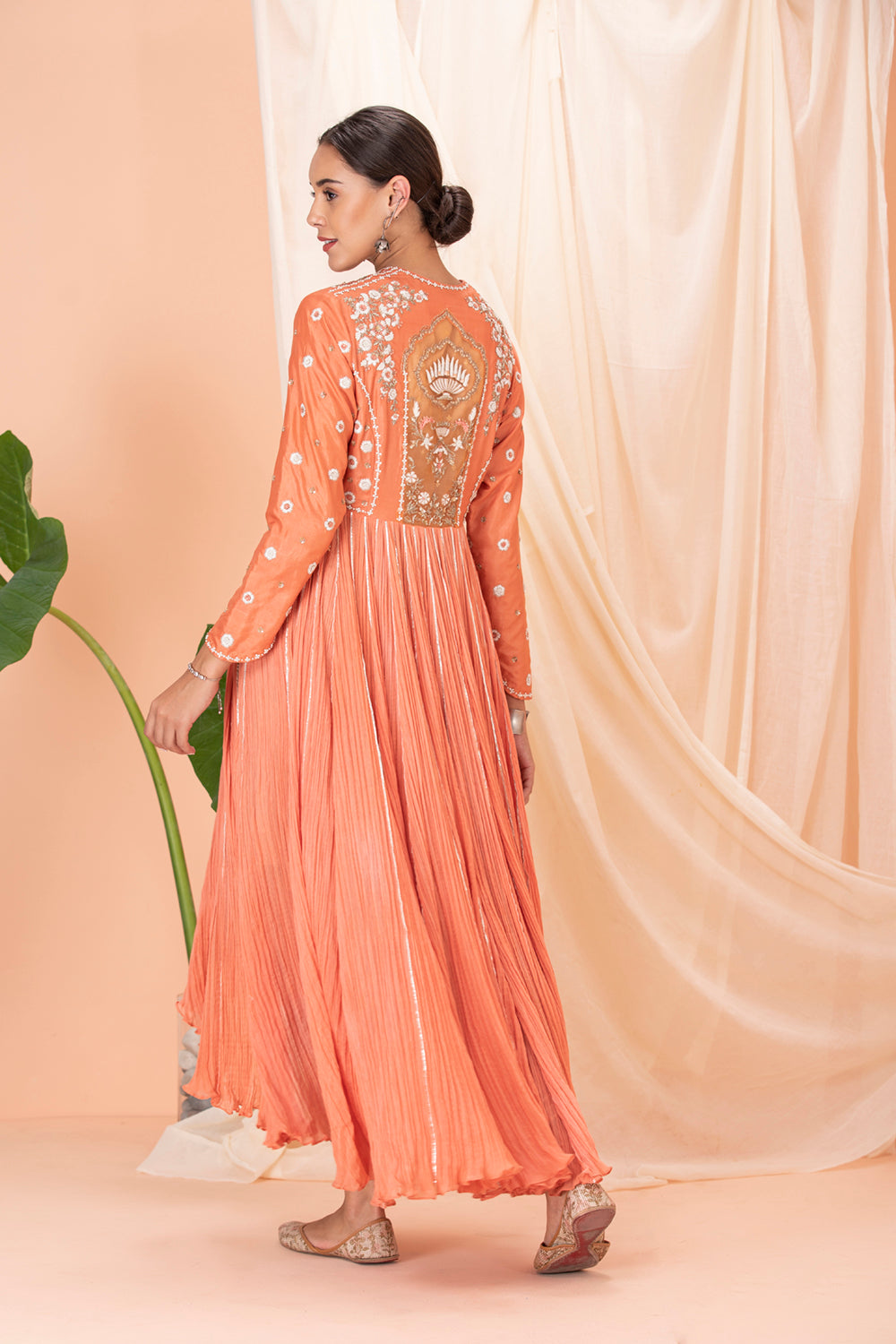 Punjabi Suits : Dusty rose silk indowestern dhoti suit with ...