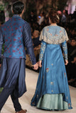 Embroidered High Low Jacket With Circular Skirt And Drape Collar JP-17
