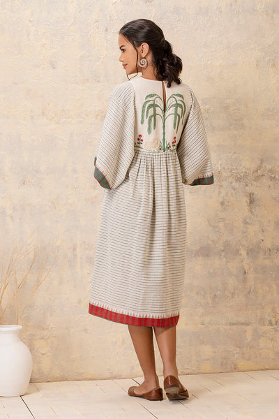 IVORY HANDLOOM COTTON EMBROIDERED KAAFTAN (CL-09)