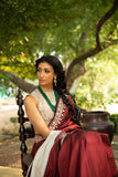 A classic kashmiri marori work maroon silk saree set (LS-10)