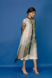 Digital Print Handkerchief Hemline Dress - Ivory