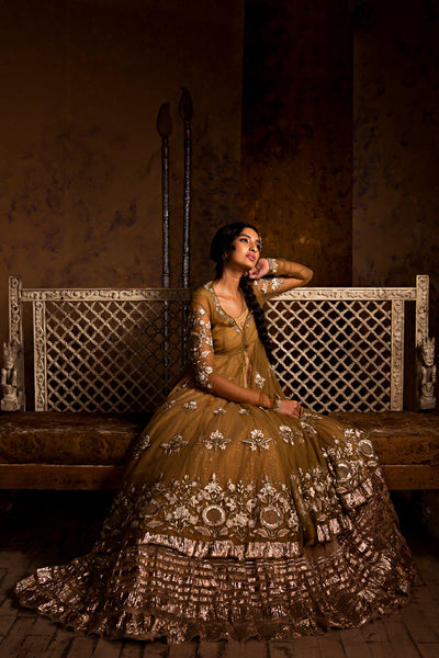 Spectacular & Majestic Embroidered Kalidar Jacket, Skirt & Izhaar set