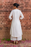 IVORY SILK CHANDERI EMBROIDERED KURTA & PALAZZO (WH-01)