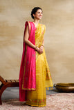 HOT PINK EMBROIDERED DUPATTA WITH GOLD BORDER ( DUP-71 )