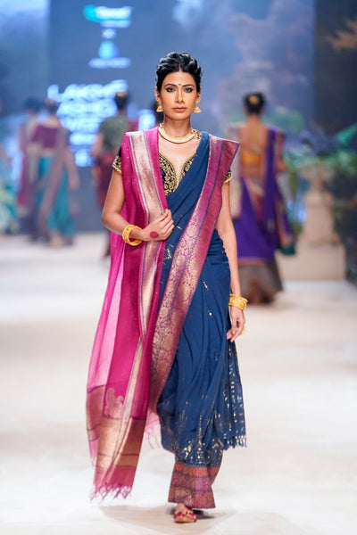 Blue mukaish saree set (DMT-31) (DMT-31, DUP-47 & DMT -31)