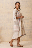 IVORY POLKA HANDLOOM COTTON HIGH LOW TUNIC (CL-04)