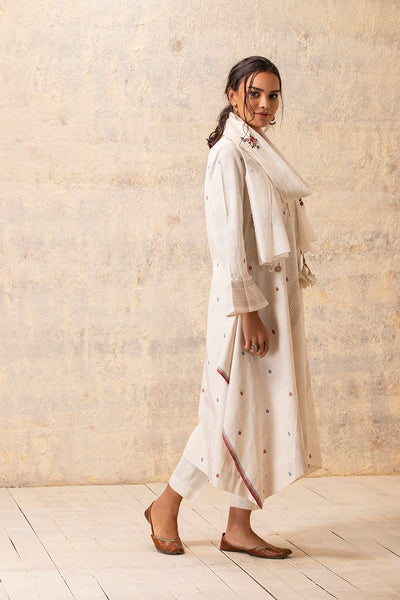 IVORY HANDLOOM COTTON HIIGH LOW TUNIC (CL-01)