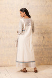 IVORY HANDLOOM COTTON ABSTRACT FACE EMBROIDERED KURTA (F-02)