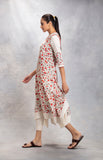 Ivory Cotton Floral Kalash & Chintz Jaal printed Asymmetrical Tunic( LW-13 )