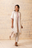 IVORY HANDLOOM COTTON GIRAFFE EMBROIDERED TUNIC (F-01)