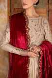 Maroon silk velvet embroidered dushala ( DUS-14/21 )
