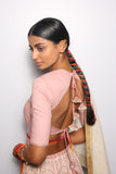 OLD ROSE & IVORY KHADI EMBROIDERED LEHENGA SET (2 PCS)