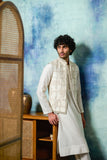 Ivory Silk Self Buti Weaved Chanderi  Kurta Set (BM-05 A)