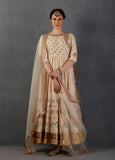 MARBLE SILK CHANDERI PRINTED EMBROIDERED ANARKALI(FB-12A)