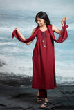 TEAL CAPE WITH MAROON TUNIC-PANT SET ANT-01