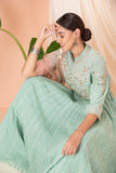AQUA ANARKALI SET WITH YELLOW DUPATTA (MH-01B)