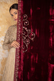 Ruby silk velvet floral jaal embroidered dushala ( DUS-64 )