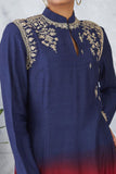 Eye Catching Navy Blue With Maroon Ombre Embroidered Kurta With Churidar ( NAAZ-06 )