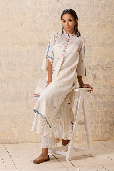 IVORY HANDLOOM COTTON STRAIGHT KURTA (CL-05)